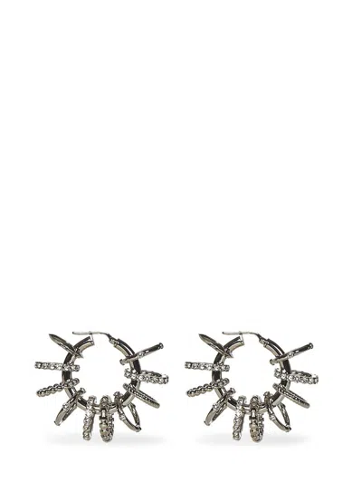 Shop Amina Muaddi Earrings In Silver
