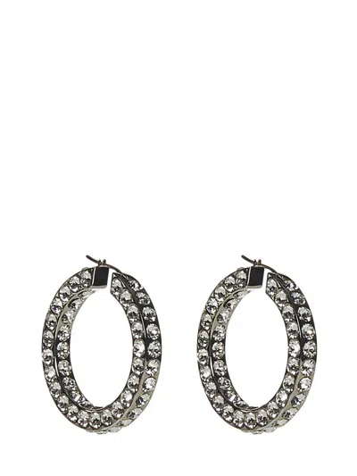 Shop Amina Muaddi Jah Hoop Big Earrings In Silver