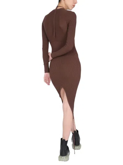 Shop Andreädamo Andreādamo Dress With Cut Out Detail In Brown
