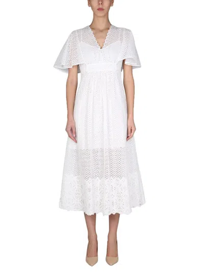 Shop Anna Molinari Embroidered Dress In White