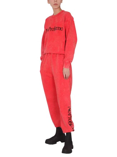 Shop Aries "no Problemo" Jogging Pants Unisex In Red