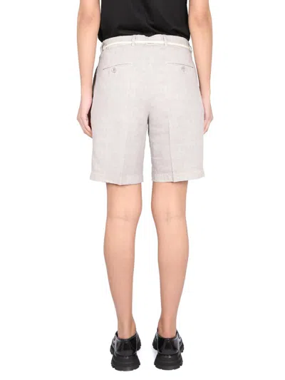 Shop Aspesi Linen Shorts In Beige