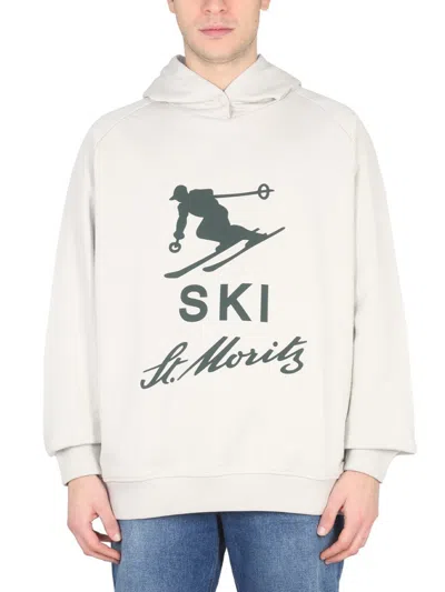 Shop Bally Curling Sweatshirt With Print In Grey