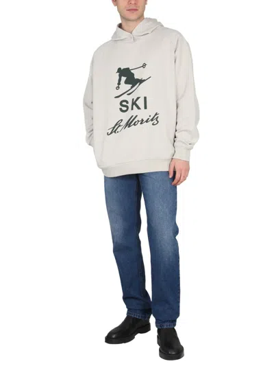 Shop Bally Curling Sweatshirt With Print In Grey