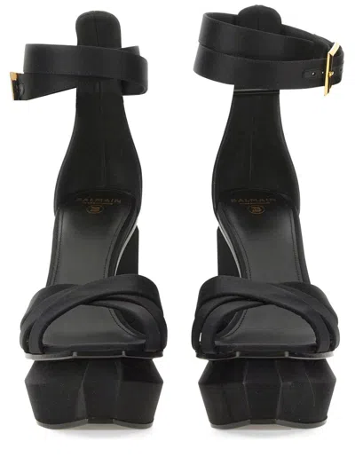 Shop Balmain Ava Sandal With Platform In Black