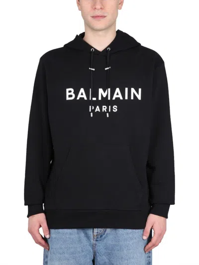 Shop Balmain Hoodie In Black