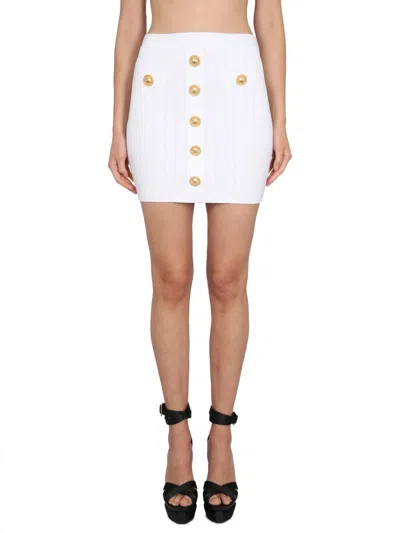 Shop Balmain Knit Skirt In White
