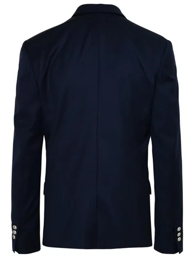 Shop Balmain Navy Jersey Blazer In Blue