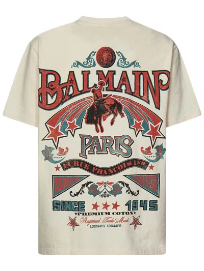 Shop Balmain Paris  Iconic Western T-shirt In Beige