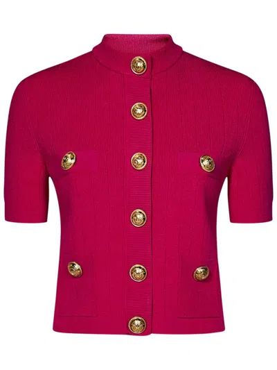Shop Balmain Paris Cardigan In Red