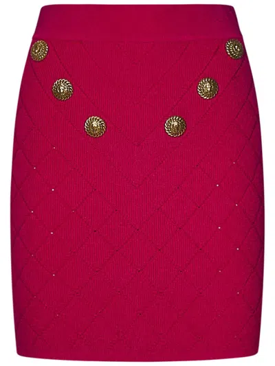 Shop Balmain Paris Mini Skirt In Red