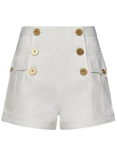 Shop Balmain Paris Shorts In White