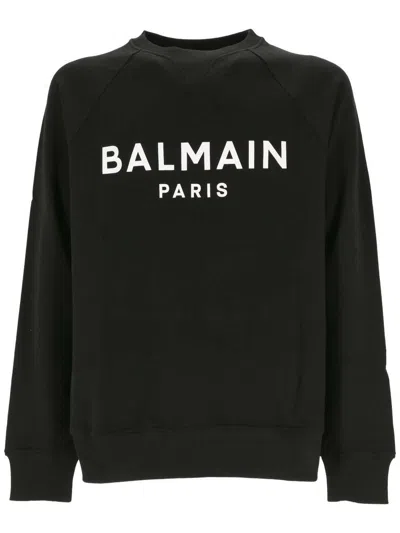 Shop Balmain Logo Sweatshirt In White/black