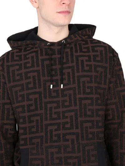 Shop Balmain Sweatshirt With Maxi Monogram In Multicolour