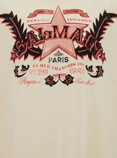 Shop Balmain Paris  Western T-shirt In Beige