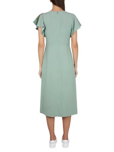 Shop Hugo Boss Boss V-neck Dress In Green