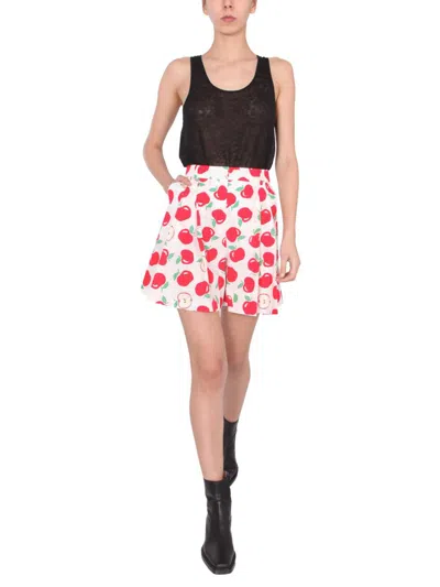 Shop Boutique Moschino Cotton Poplin Shorts In Multicolour