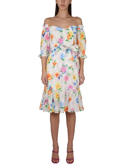 Shop Boutique Moschino Dress With Floral Pattern In Multicolour
