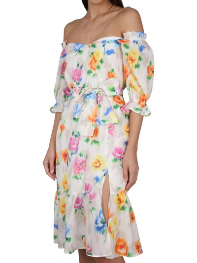 Shop Boutique Moschino Dress With Floral Pattern In Multicolour