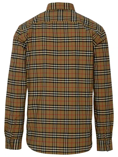 Shop Burberry Slim Fit Shirt With Oversize Check Pattern In Beige