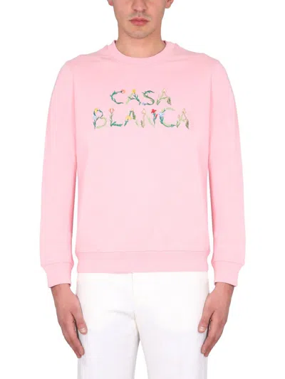 Shop Casablanca Sweatshirt With Logo Unisex In Pink