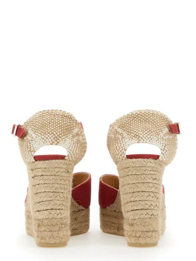 Shop Castaã±er Castañer White Sandal. In Red