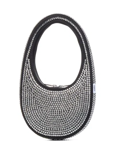 Shop Coperni Crystal-embellished Mini Swipe Handbag In Black