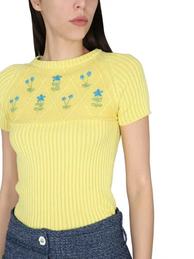 Shop Cormio Jersey With Embroidery In Yellow
