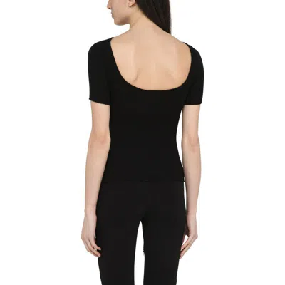 Shop Courrèges Blend T-shirt With Plunging Neckline In Black