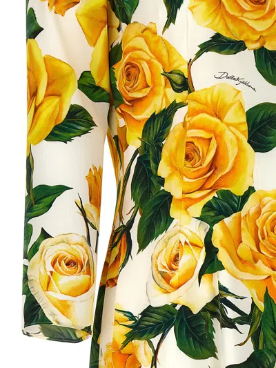 Shop Dolce & Gabbana 'rose Gialle' Midi Dress In Multicolor