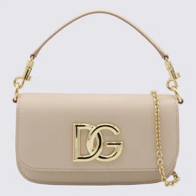 Shop Dolce & Gabbana Beige Leather 3.5 Shoulder Bag In Pink