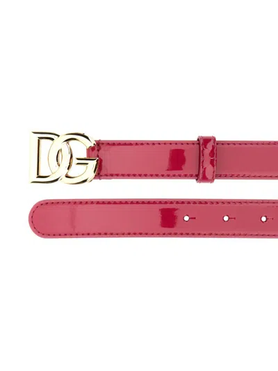 Shop Dolce & Gabbana Belt With Logo Buckle In Fuchsia