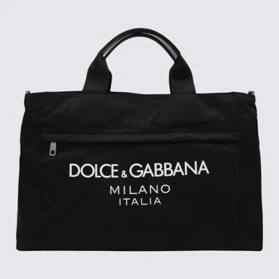 Shop Dolce & Gabbana Black Nylon Logo Tote Bag