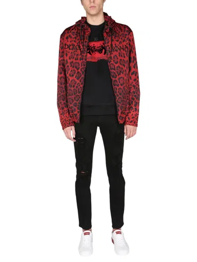 Shop Dolce & Gabbana Jacket With Animal Print In Red
