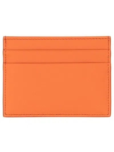 Shop Dolce & Gabbana Leather Card Holder In Orange