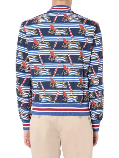 Dolce & Gabbana All Over Print Bomber Jacket In Blue