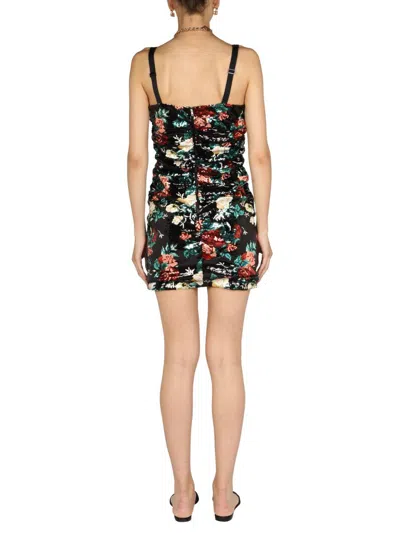 Shop Dolce & Gabbana Rose Embroidery Short Dress In Multicolour