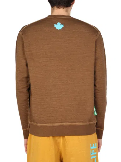 Shop Dsquared2 "one Life One Planet" Sweatshirt In Brown