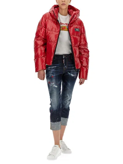 Shop Dsquared2 "rock Your Road" Down Jacket In Red