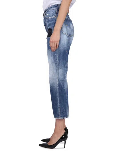 Dsquared2 Multicolor Waved Stripes Boston Jeans In Blue