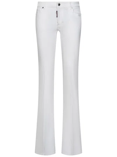 Shop Dsquared2 Bull Dyed Medium Waist Flare Twiggy Jeans In White