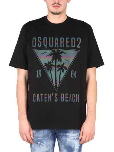 Shop Dsquared2 Caten's Beach T-shirt In Black