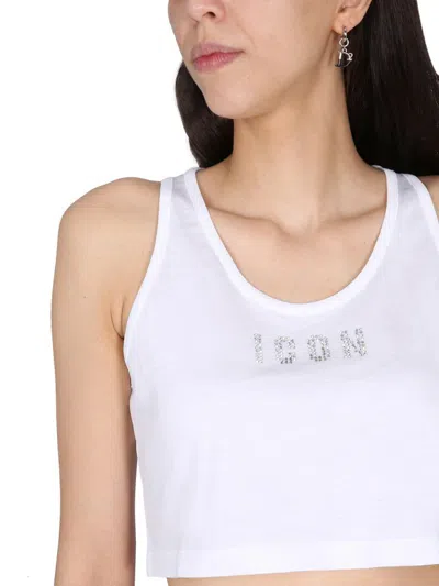 Shop Dsquared2 Crop Top With Logo In White