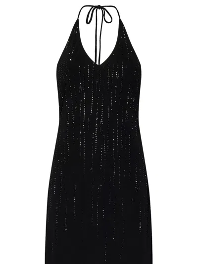 Shop Dsquared2 Crystal Drops Long Dress In Black