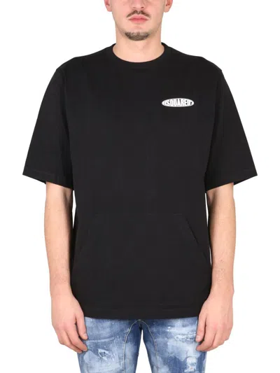 Shop Dsquared2 D2 Surf Board Skater T-shirt In Black