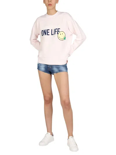 Dsquared2 Smiley Organic Cotton Cool Fit Sweatshirt In Pink
