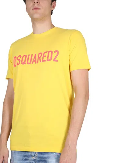 Shop Dsquared2 Logo Print T-shirt In Yellow