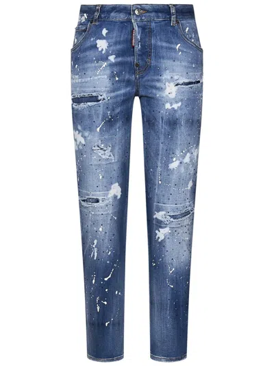 Shop Dsquared2 Medium Ice Spots Wash 642 Jeans In Blue