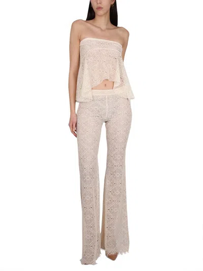 Shop Dsquared2 Pants With Embroidery In Powder