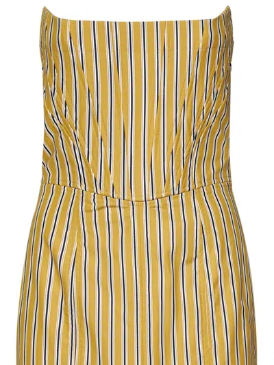 Shop Dsquared2 Preppy Striped Bustier Mini Dress In Yellow